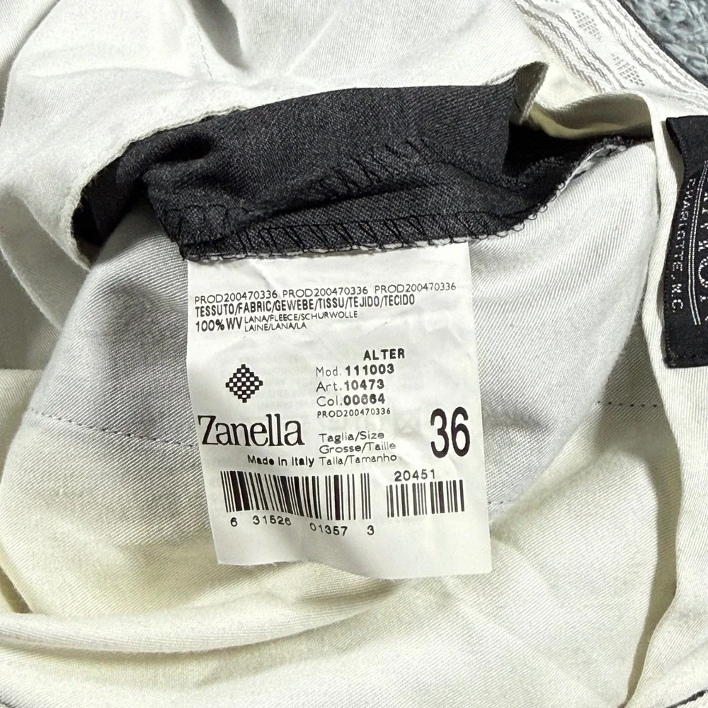 Zanella Dress Pants Mens 36x30 Gray Double Pleated Wool Cuffed Italy Alter